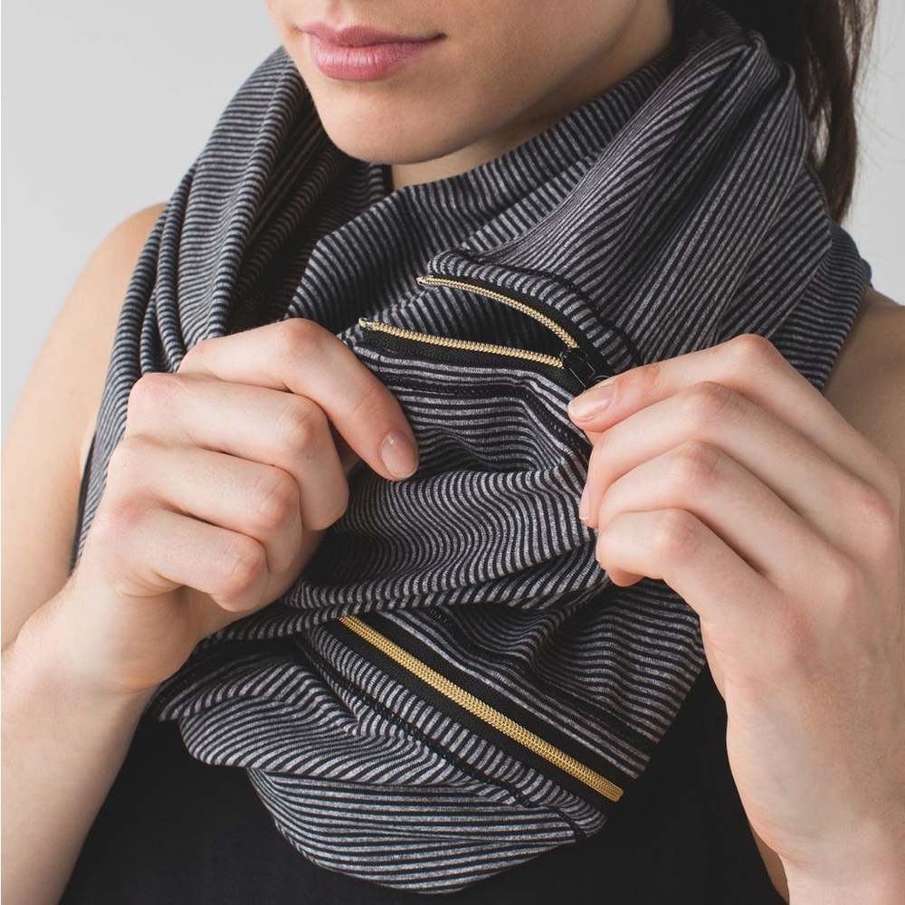 lululemon athletica Black and Gold Striped Scarf - Picture 1 of 10